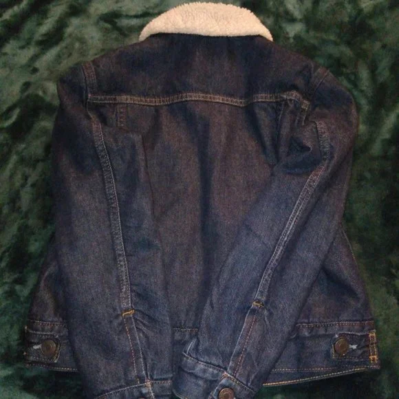 GAP Denim Sherpa Icon Jean Jacket Boys Sz M / 8 - Picture 12 of 14